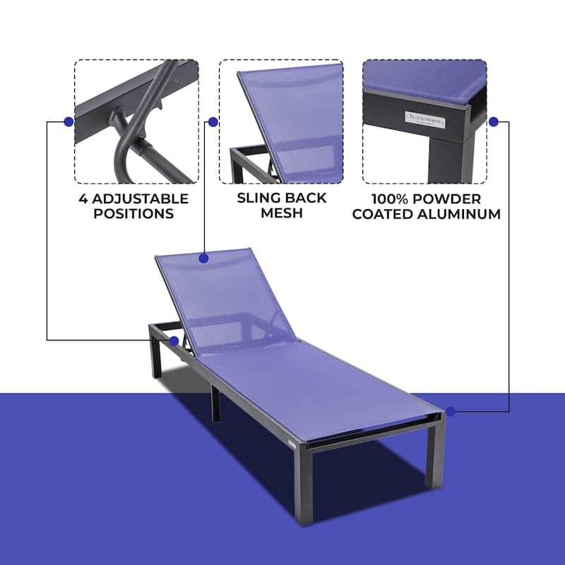 Marlin Outdoor Chaise Lounge Chair - Stackable Adjustable Recliner Sun Lounger for Pool, Beach, Patio, or Backyard