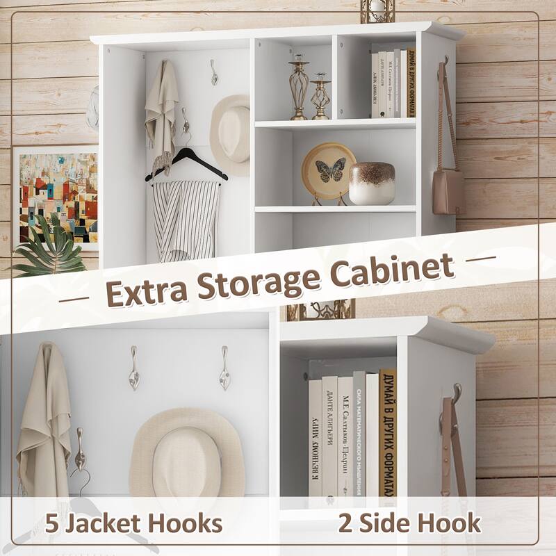 Elegant Hall Tree Hallway Shoe Cabinet with Storage Bench, Shelves, Drawers, and Coat Rack for Entryway, Hallway Organizer