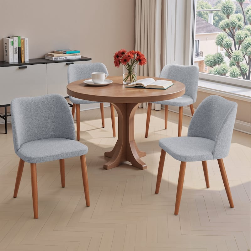 Modern Upholstered Dining Chairs with Padded Seat and Wood Legs