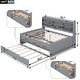 preview thumbnail 5 of 13, Full Size Wooden Captain Bed with Built-in Bookshelves, Three Storage Drawers, and Pull-Out Trundle, Classic Light Grey Design