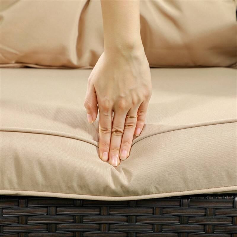 Outdoor 3-Seater Rattan Sofa with Thick Cushions and Steel Frame for Patio Deck or Garden Seating