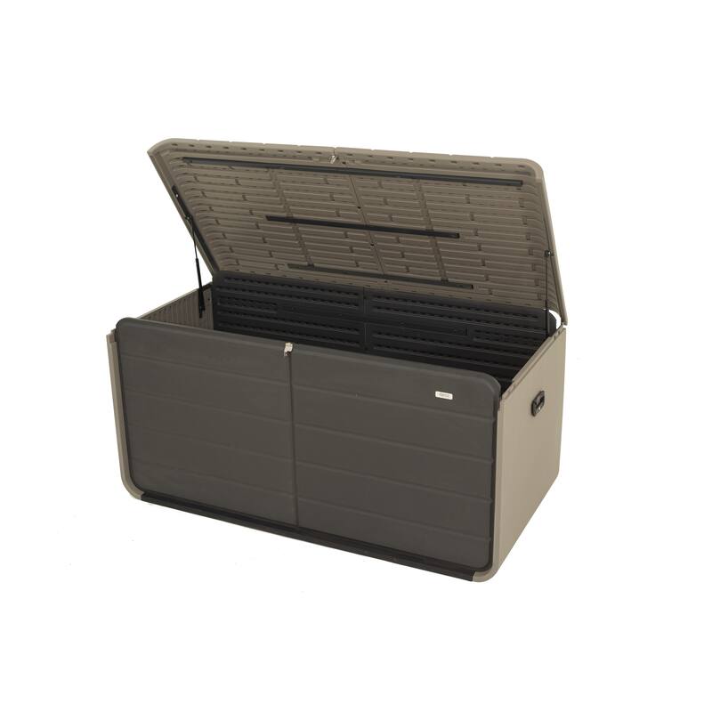 200 Gallon Plastic Deck Box, Large Patio Storage Box with Lock, Wheels & Waterproof Lid for Outdoor Cushions, Garden - Gray