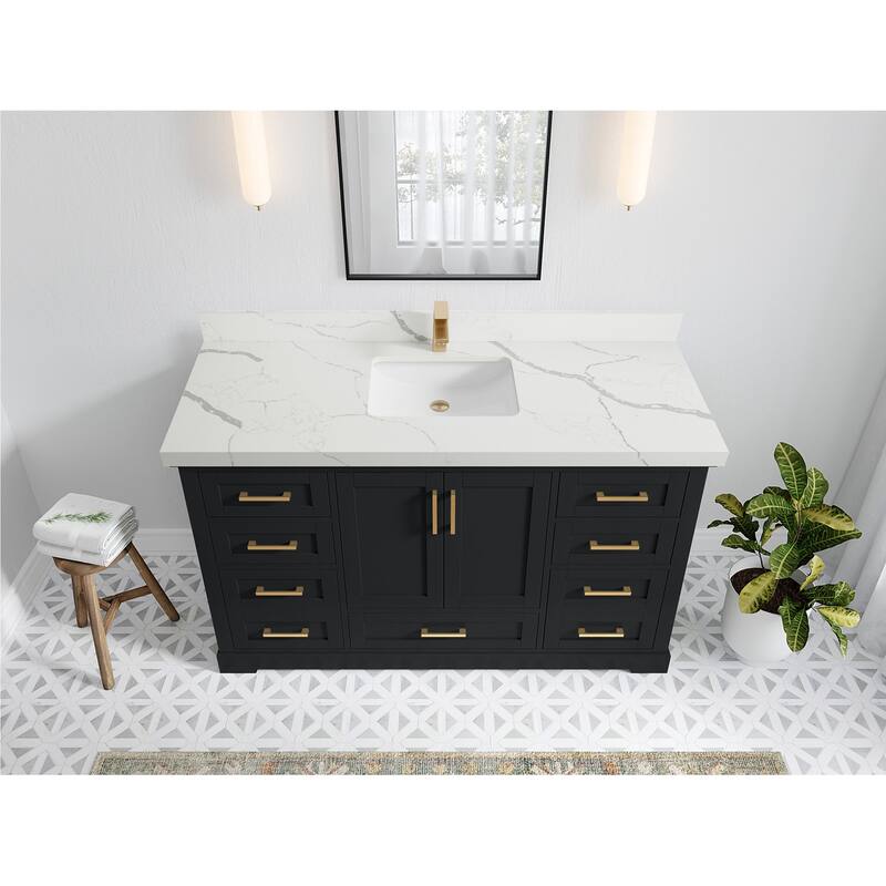 Willow Collection 60 in W x 22 in D x 36 in H Boston Single Bowl Sink Bathroom Vanity with Countertop