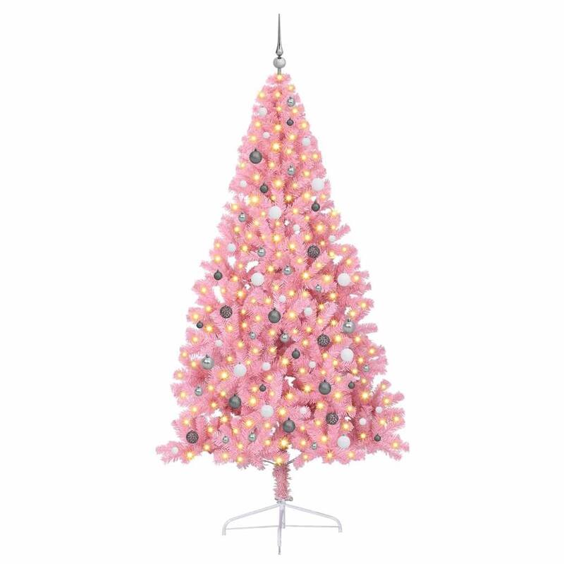vidaXL Artificial Pre-lit Christmas Tree Pink in PVC - 59.06 in