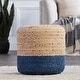 preview thumbnail 1 of 9, Juniper Home Saba Round Ombre Jute Pouf Ottoman/Foot Stool Blue/Beige