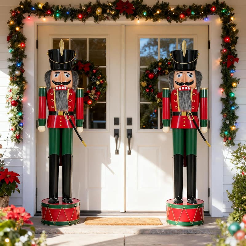 Christopher Knight Home - Jingle Classic Holiday Outdoor Iron Nutcracker Decor with Vibrant Festive Detailing