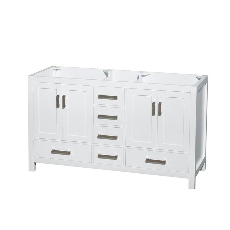 Wyndham Collection WC-1414-60-DBL-UM-VAN Sheffield 59" Double - White / Brushed Chrome Hardware - Painted