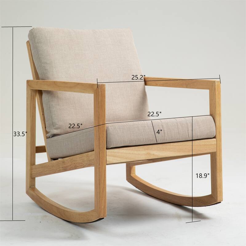Upholstered Accent Glider Chair with Rubberwood Frame