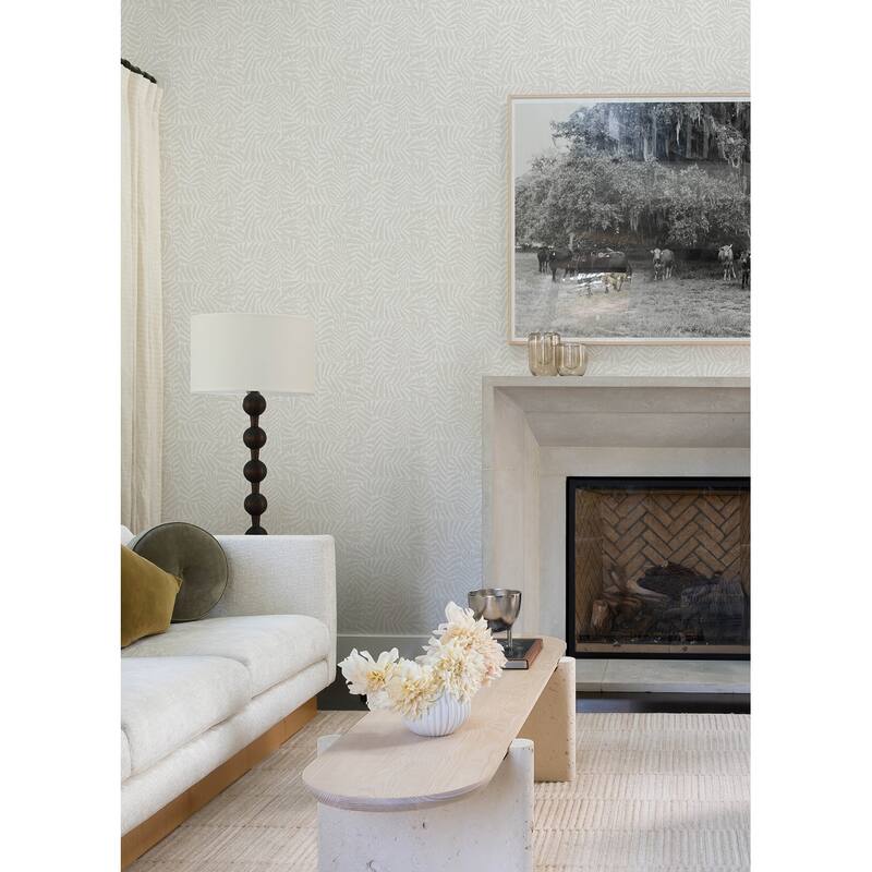 A-Street Prints Gabriel Pearl Fern Wallpaper