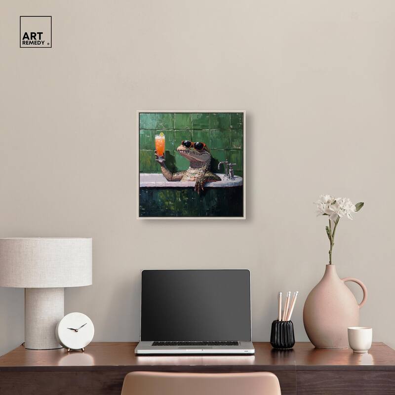 Cocktail Croc I Canvas by Art Remedy