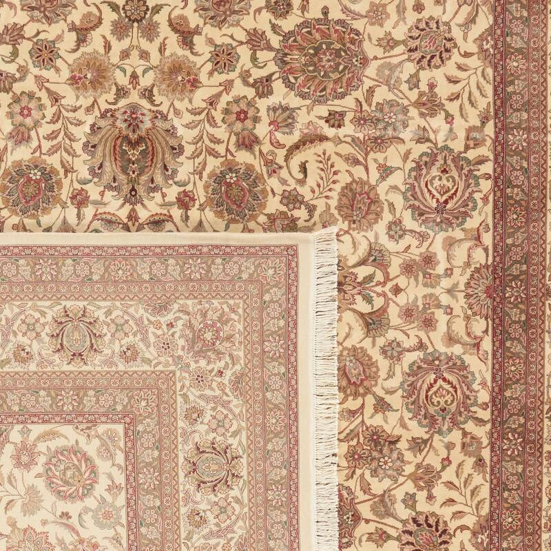 SAFAVIEH Couture Hand-Knotted Royal Kerman Mandita Ivory / Red - 11'6" x 17'6" - Ivory