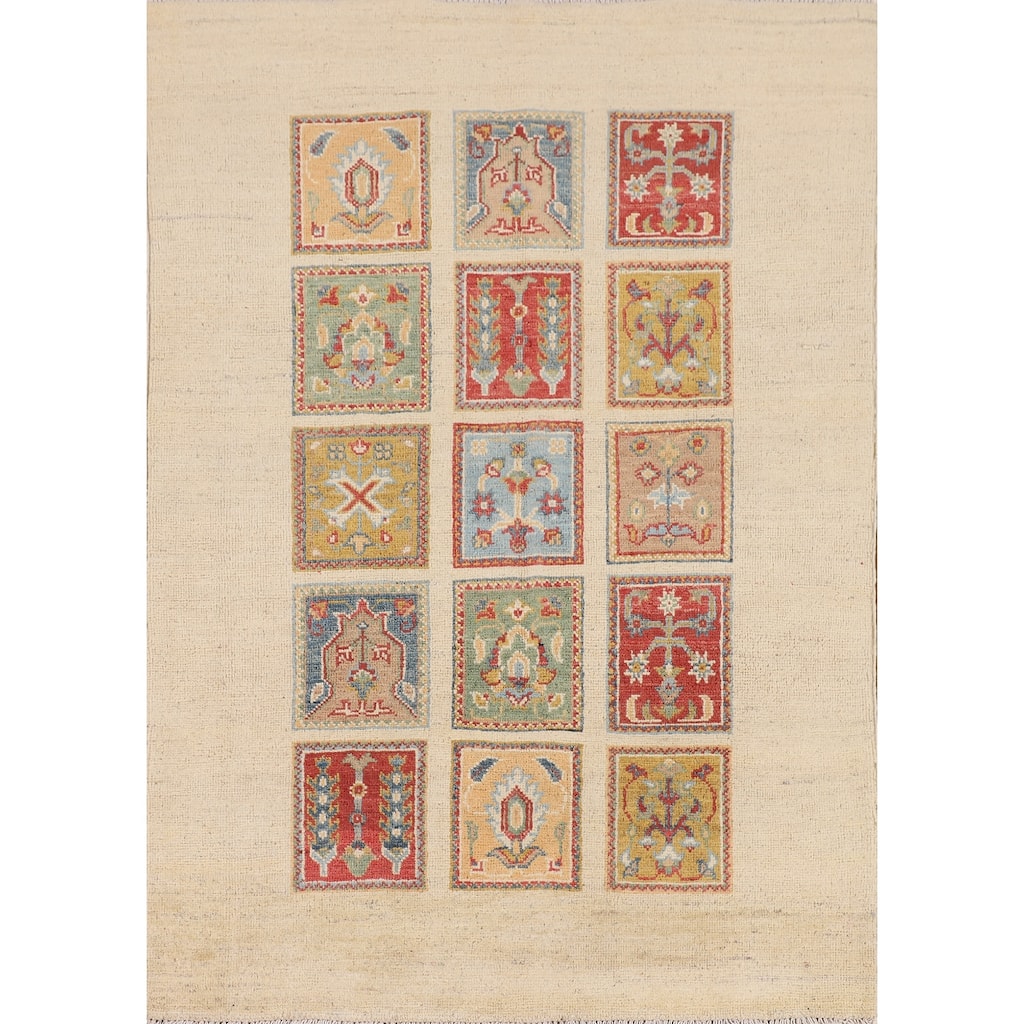 Garden Design Kazak Accent Rug Hand-Knotted Traditional Wool Carpet - 3'5" x 4'9"