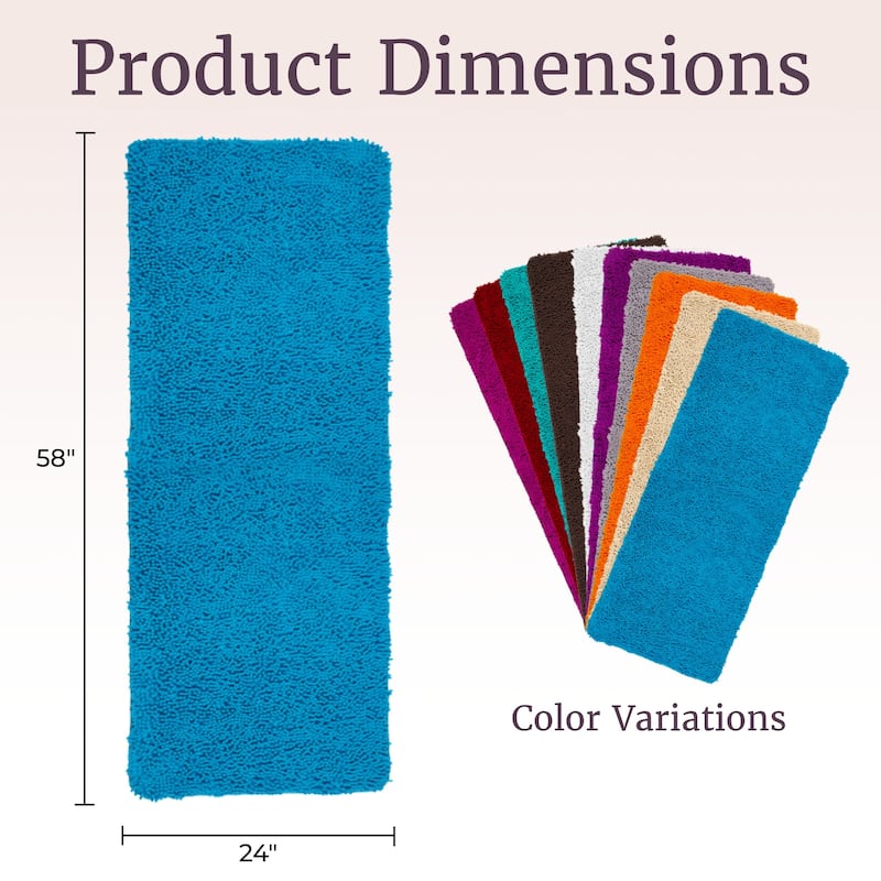 58x24-Inch Bathroom Runner with Non-Slip Backing - Absorbent High-Pile Chenille Memory Foam Bathroom Rug by Windsor Home