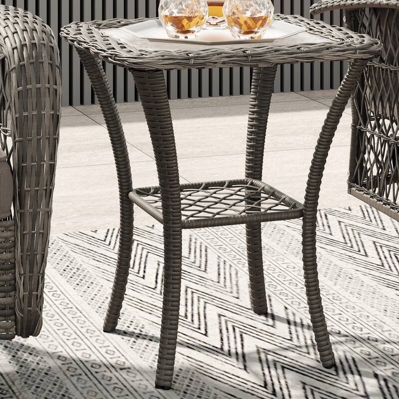 Corvus Livorno Outdoor 3-piece Steel Wicker Swivel Chat Set