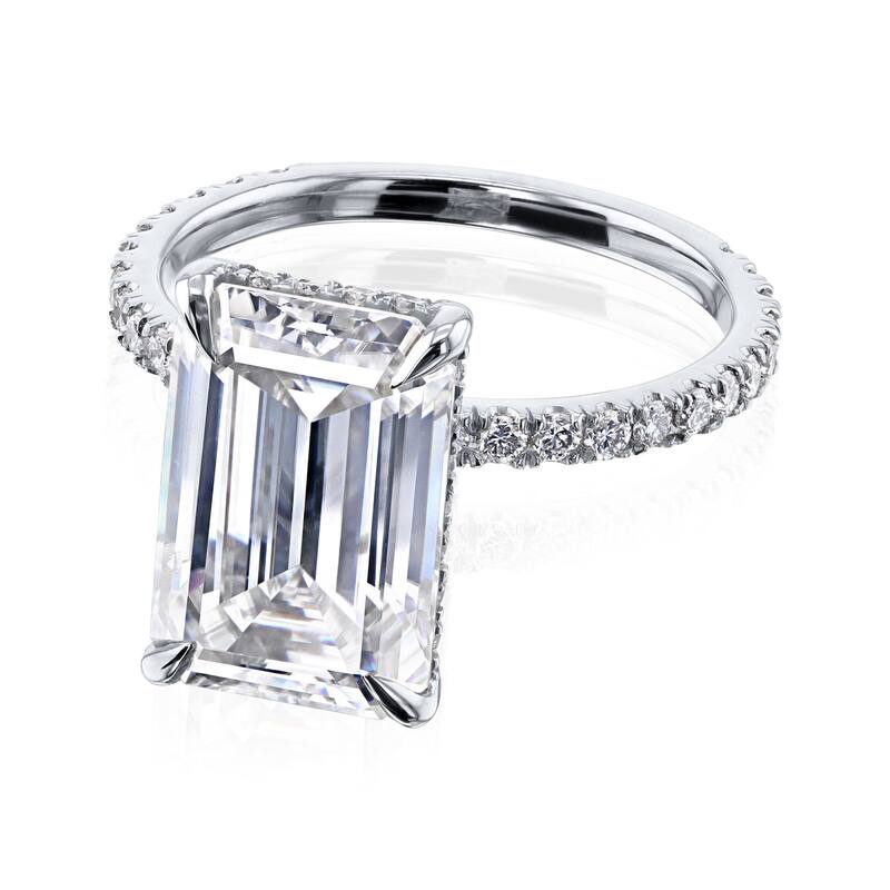 Kobelli Signature Collection 6 Carat Moissanite & Diamond 14k Solid Gold Emerald Hidden Halo Near Eternity Evie Engagement Ring
