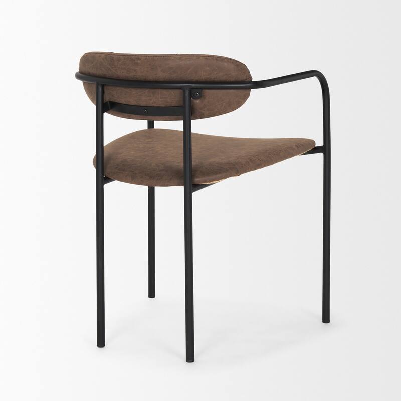 Parker Muted Brown Faux Leather w/ Black Metal Dining Chair (Set of 2) - 21.7L x 21.3W x 28.7H