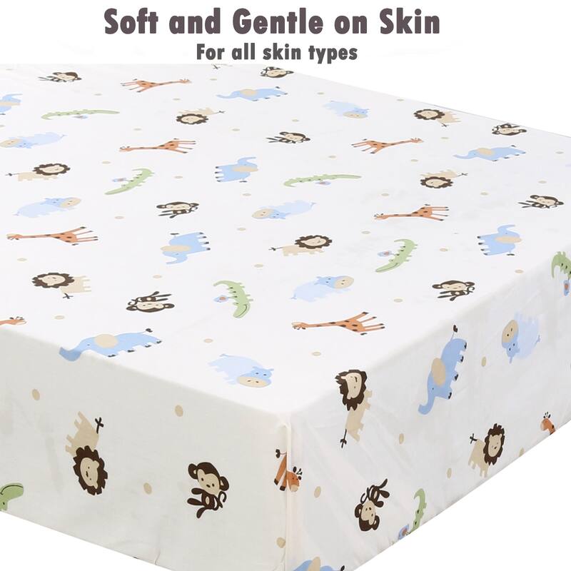 Polka Dot Animal Bear Friends ABC&123 Unisex Multi-color Cotton Toddler/Baby Crib Child Fitted Sheet Set (Pack of 3) - N/A