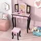 preview thumbnail 39 of 53, Costway Kids Vanity Table & Stool Set with Cute Polka Dot Print - See Details