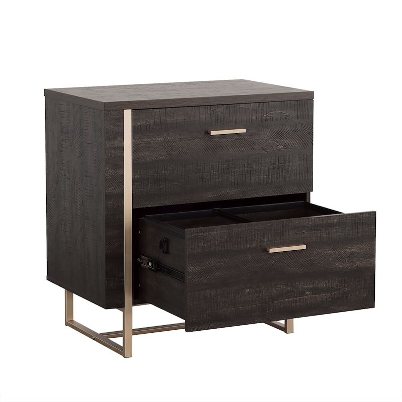 Wood Lateral File with Full-Extension Drawer Slides, Black