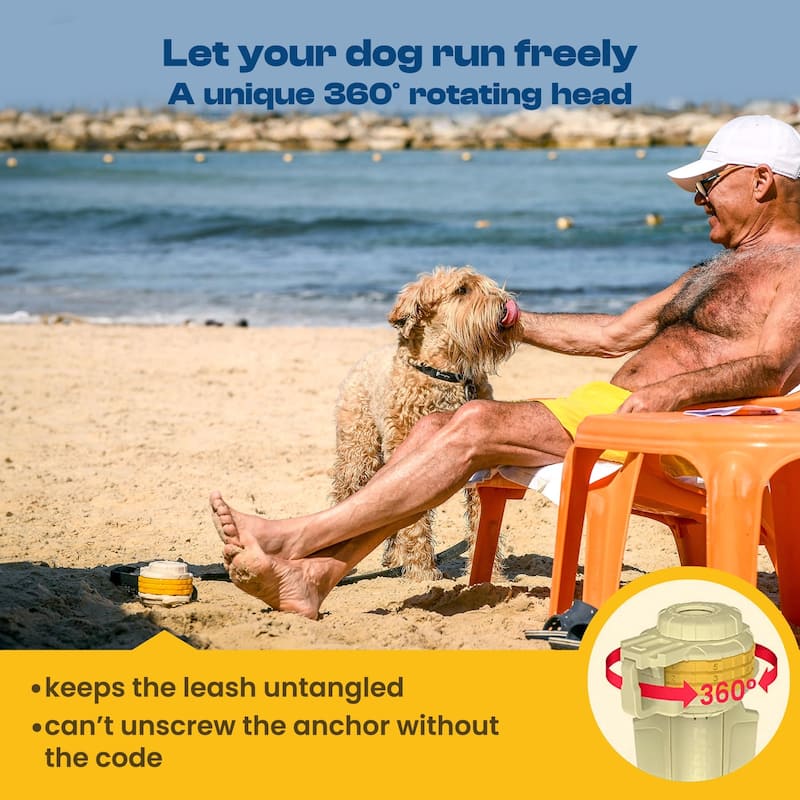 Diggo Dog Stake Beach Anchor - Dog Beach Essentials for All Dog Sizes - 1pc