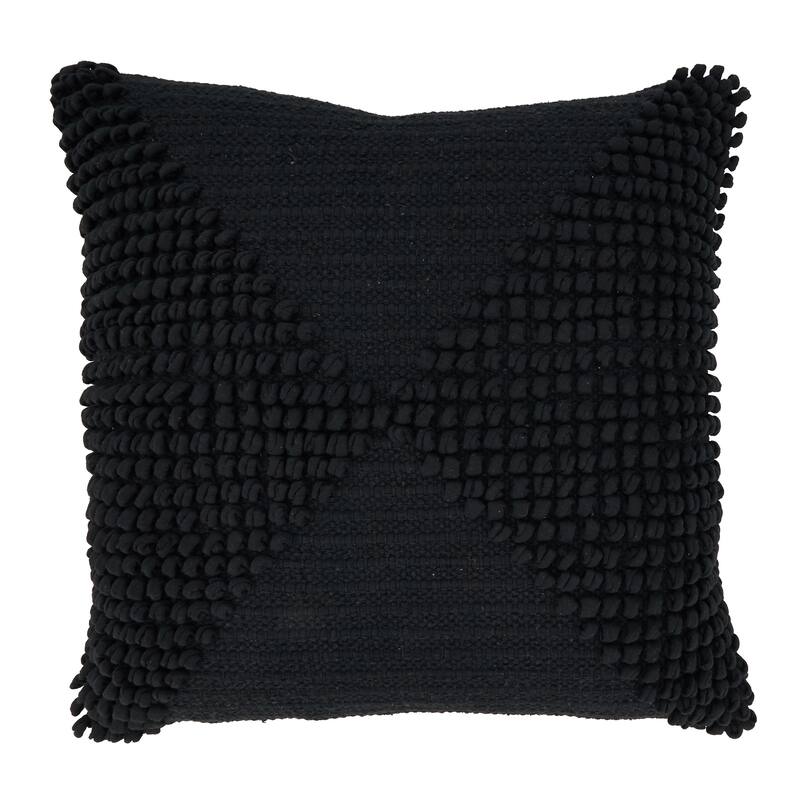 Textured Woven Diamond Throw Pillow - 20"x20" - Cover Only - Black