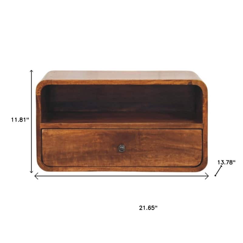 HomeRoots 22" Chestnut Solid Wood One Drawer Floating Nightstand