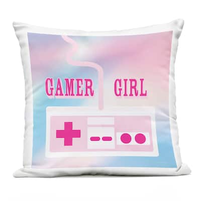 Stupell Pastel Gamer Girl Controller Printed Outdoor Throw Pillow Design by Yass Naffas Designs