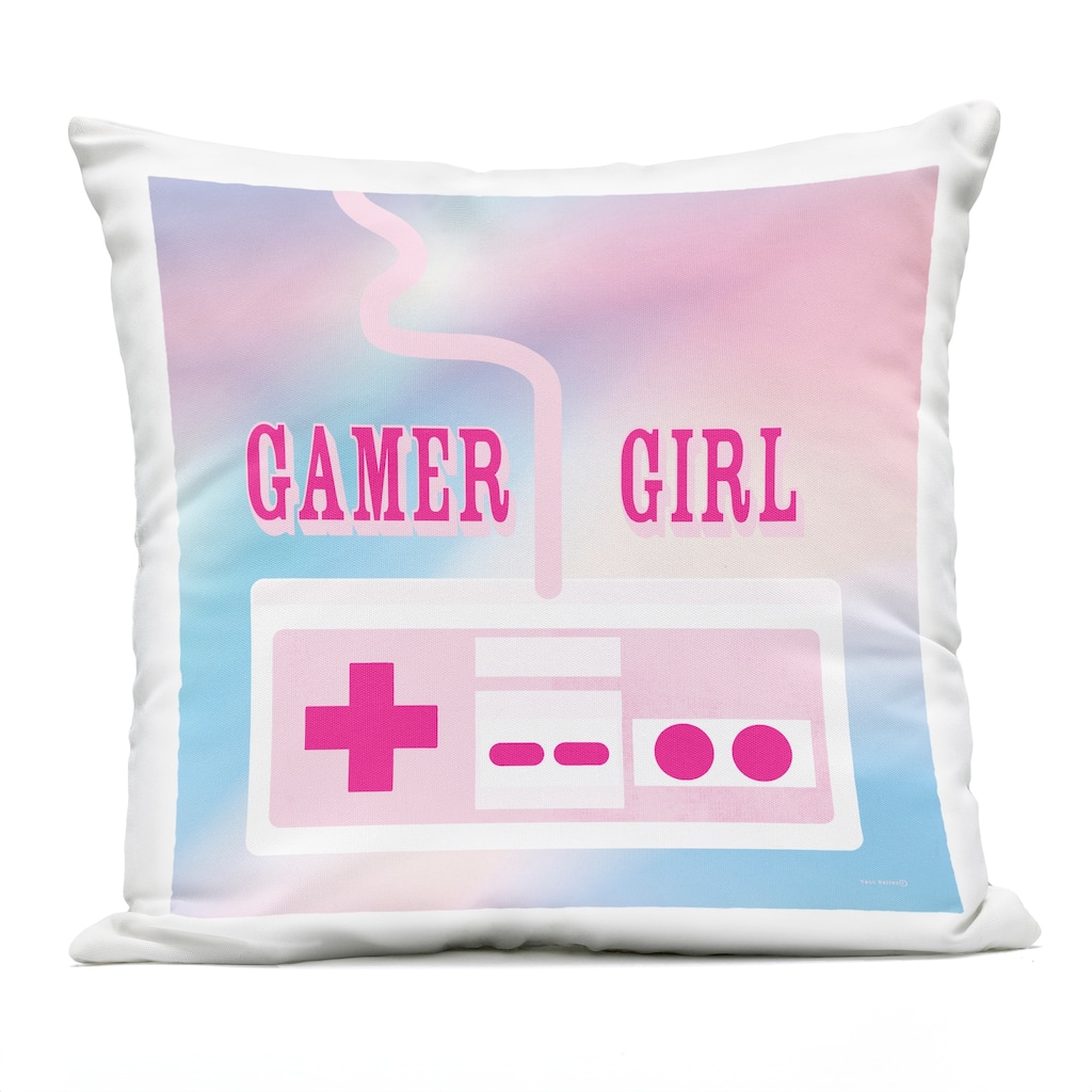Stupell Pastel Gamer Girl Controller Printed Outdoor Throw Pillow Design by Yass Naffas Designs
