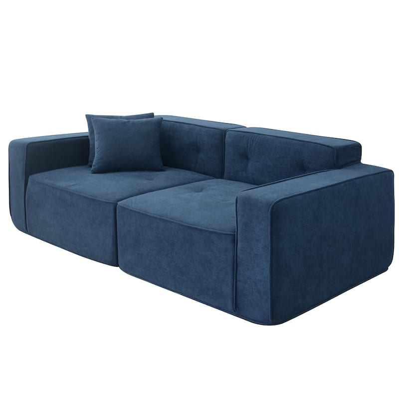 Velvet Loveseat Sofa with 2 Pillow Upholstered Deep Seat Sofa, Modern Recliner Sofa Lounge Couch for Living Room