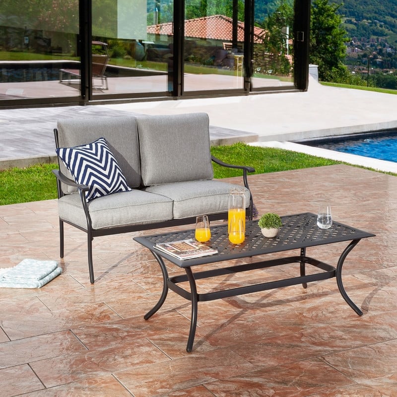 Patio Festival 2-Piece Outdoor Loveseat and Coffee Table Set