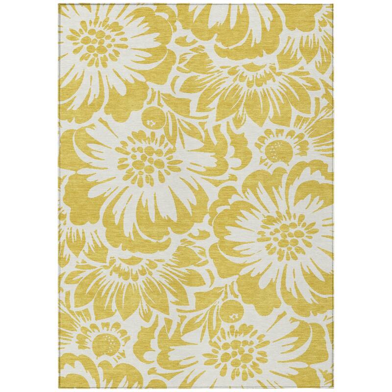 Allune Lush Floral Weather Resistant Blended Style Outdoor Rug