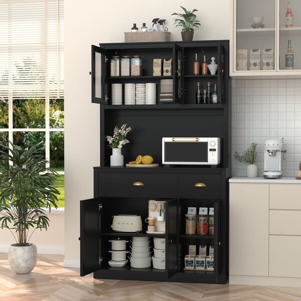 VEIKOUS Kitchen Pantry Storage Cabinet Cupboard with Framed