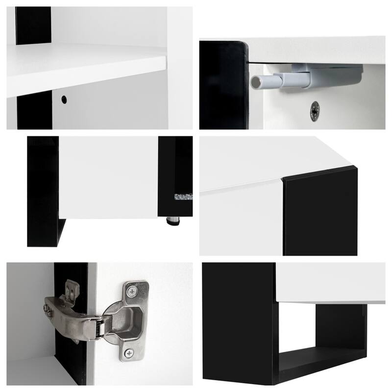 Modern TV Stand with 34.2" Non-heating Electric Fireplace and Cabinets
