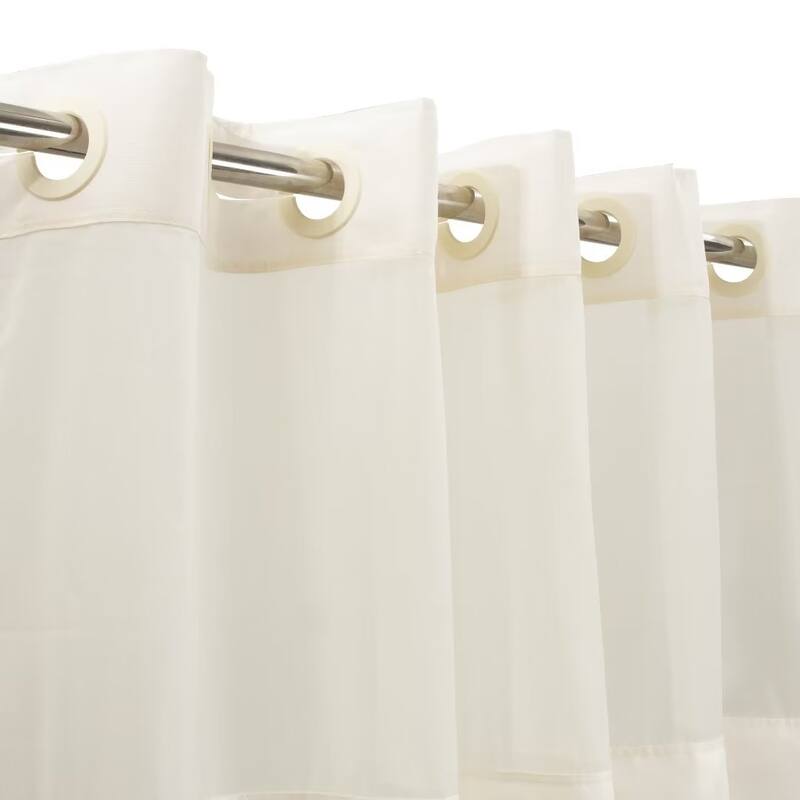 No Hook Slub Linen Texture Shower Curtain with PEVA Snap-in Liner