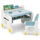 preview thumbnail 8 of 6, Kids Drawing Table&Chair Set w/Pens&Blackboard Eraser Blue/Brown Blue+ White