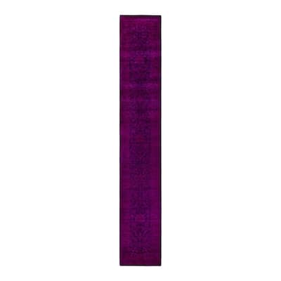 Overton Hand Knotted Wool Vintage Inspired Modern Contemporary Overdyed Pink Runner Rug - 2' 7" x 16' 2"