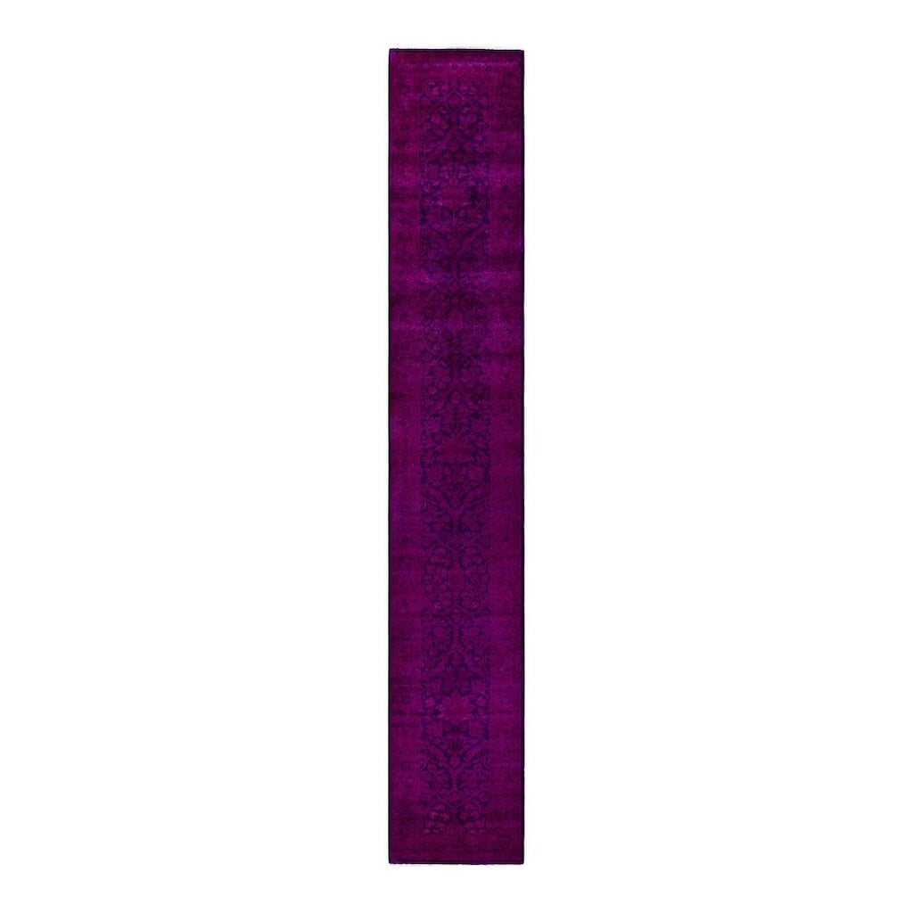 Overton Hand Knotted Wool Vintage Inspired Modern Contemporary Overdyed Pink Runner Rug - 2' 7" x 16' 2"