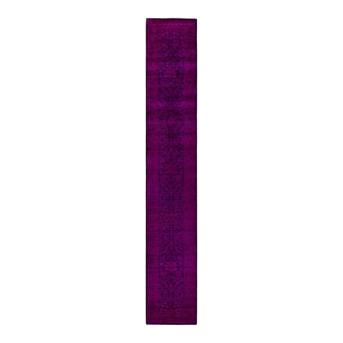 Overton Hand Knotted Wool Vintage Inspired Modern Contemporary Overdyed Pink Runner Rug - 2' 7" x 16' 2"