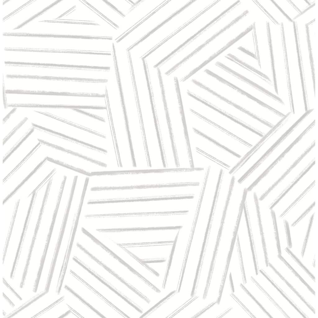 A-Street Prints Helene Pewter Geometric Lines Wallpaper