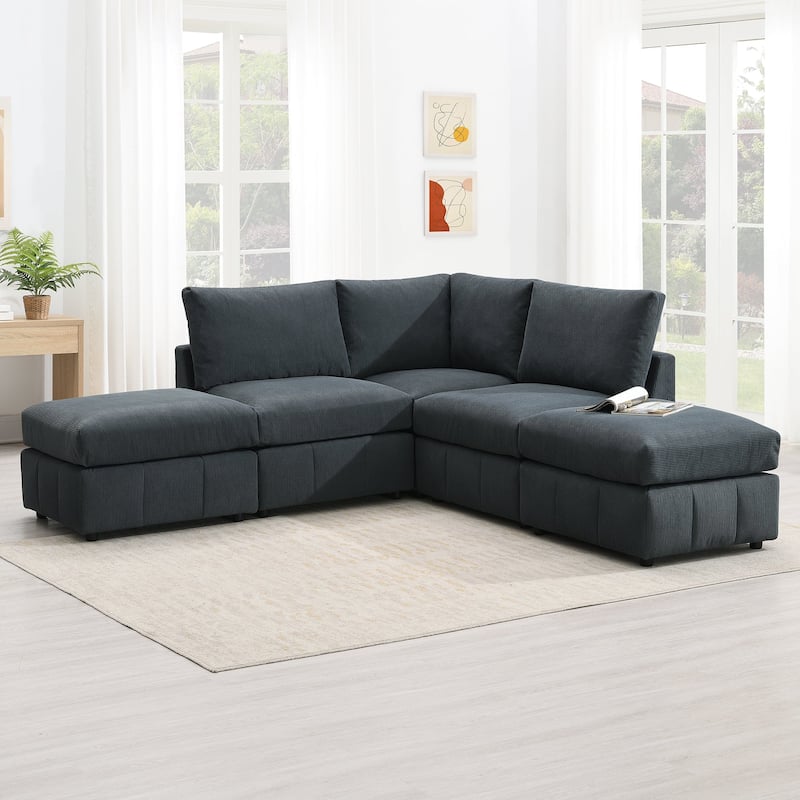 93"Modern Sectional Sofa with Vertical Stripes