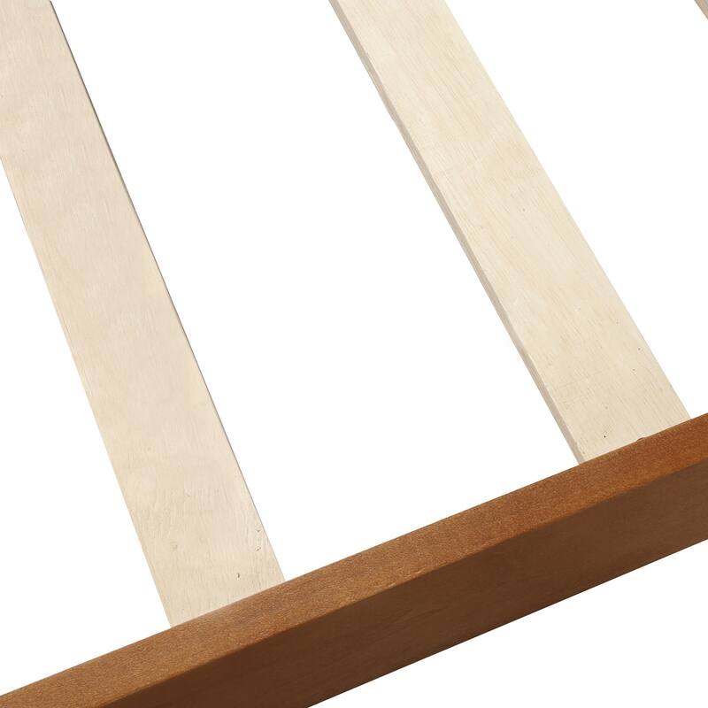 Twin Wood Platform Bed Frame with Headboard and Footboard, Walnut Finish, No Box Spring Needed