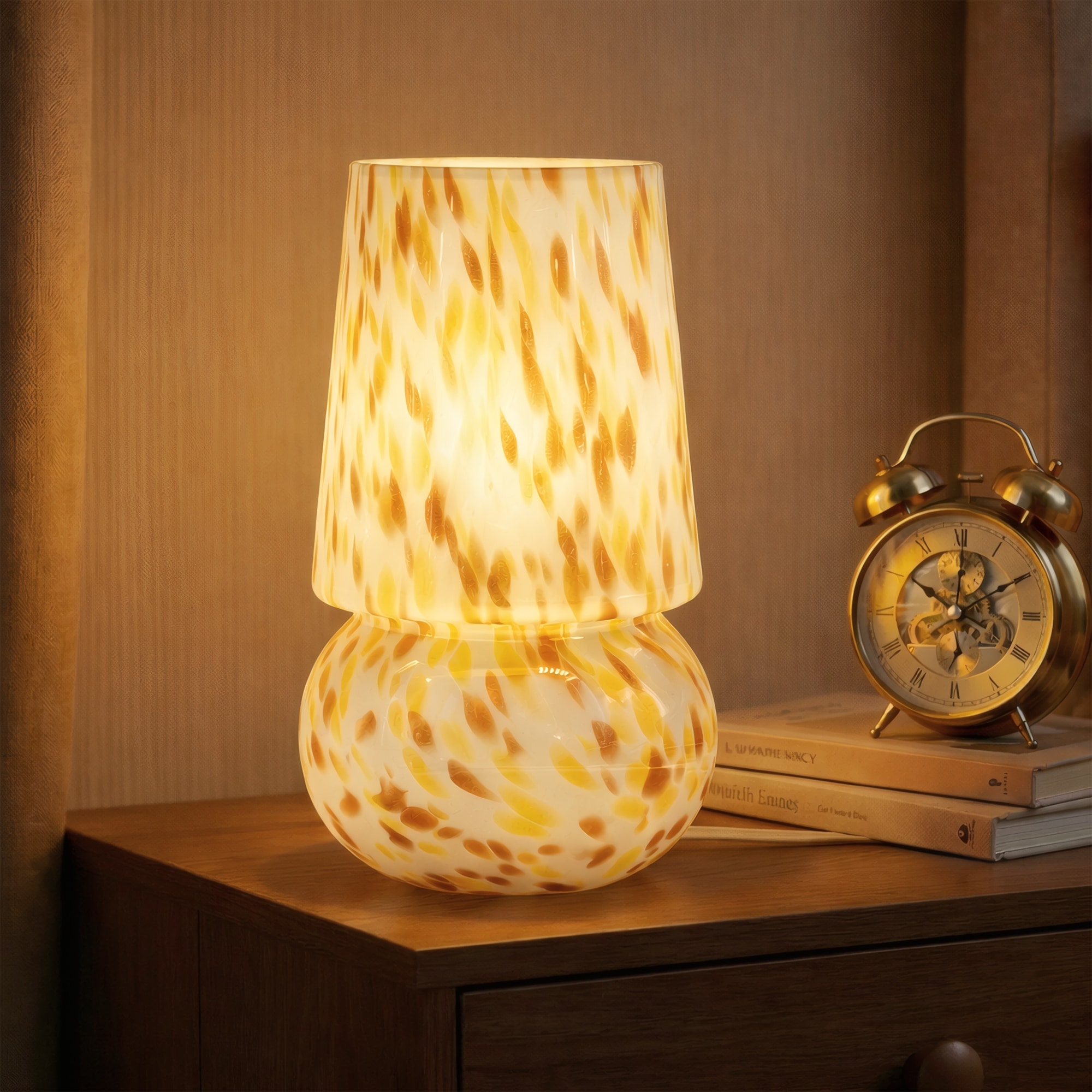 9.8 inch Art Glass Table Lamp with Dimmable Rotary Switch, E12 Base, UL Listed - Ideal for Bedroom, Living Room