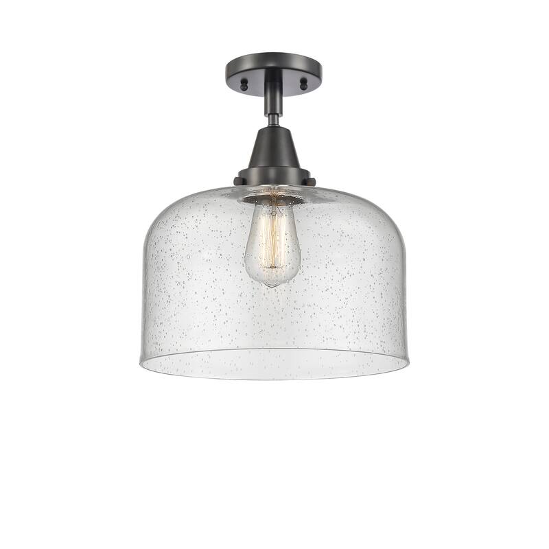Innovations Lighting Caden Bell - 1 Light 12" Flush Mount - Seedy/Matte Black