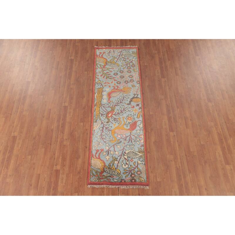 Animal Pictorial Ziegler Runner Rug Hand-Knotted Wool Carpet - 2'7"x 8'0"