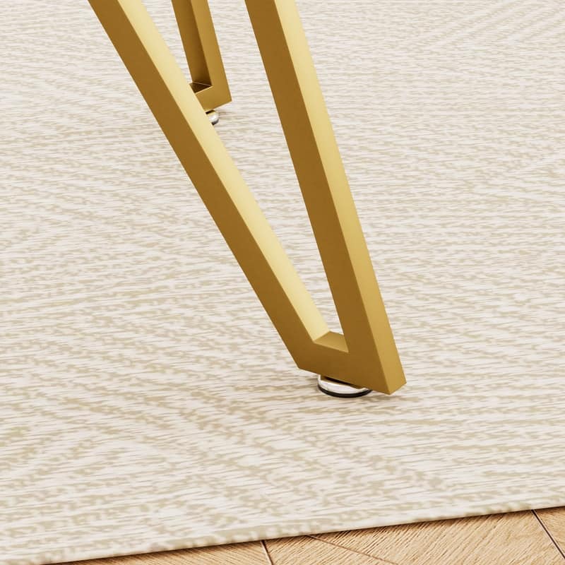 Gold Modern Tempered Glass Dining Table with Metal Legs for Kitchen, Living Room