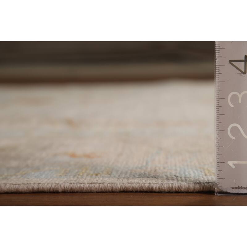 Hand Knotted Oriental 100% Wool Carpet Transitional All-Over Beige & Ivories Oushak Area Rug - 8' 10'' X 6' 2''