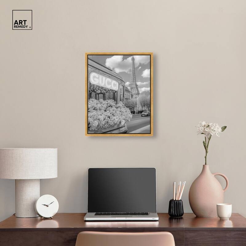 Dreamy Fashion Bus Noir Canvas by Art Remedy