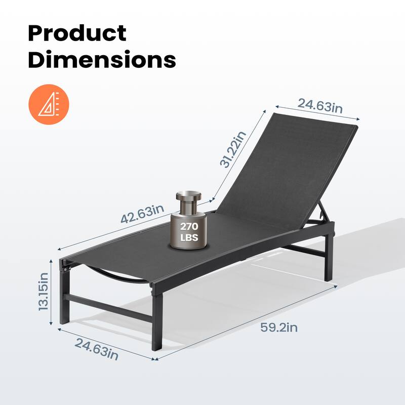 Outdoor Patio Adjustable Chaise Lounge Chair