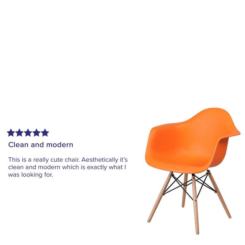 Plastic Chair with Arms and Wooden Legs