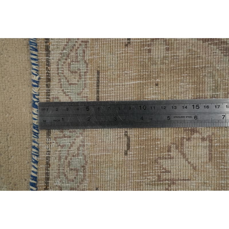 Hand Knotted Oriental 100% Wool Carpet Traditional Floral Beige & Ivories Kerman Area Rug - 12' 4'' X 9' 9''
